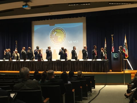 State Attorney General Kamala Harris swears in new members at the first meeting of the Racial and Identity Profiling Advisory Board on July 8, 2016.